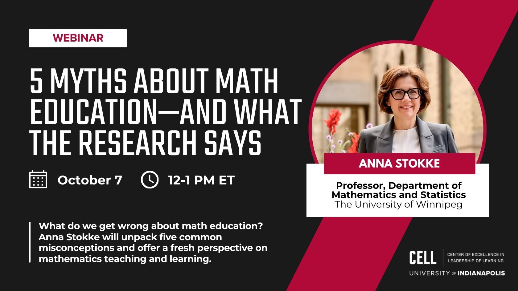 5 Myths About Math Education graphic with speaker headshot