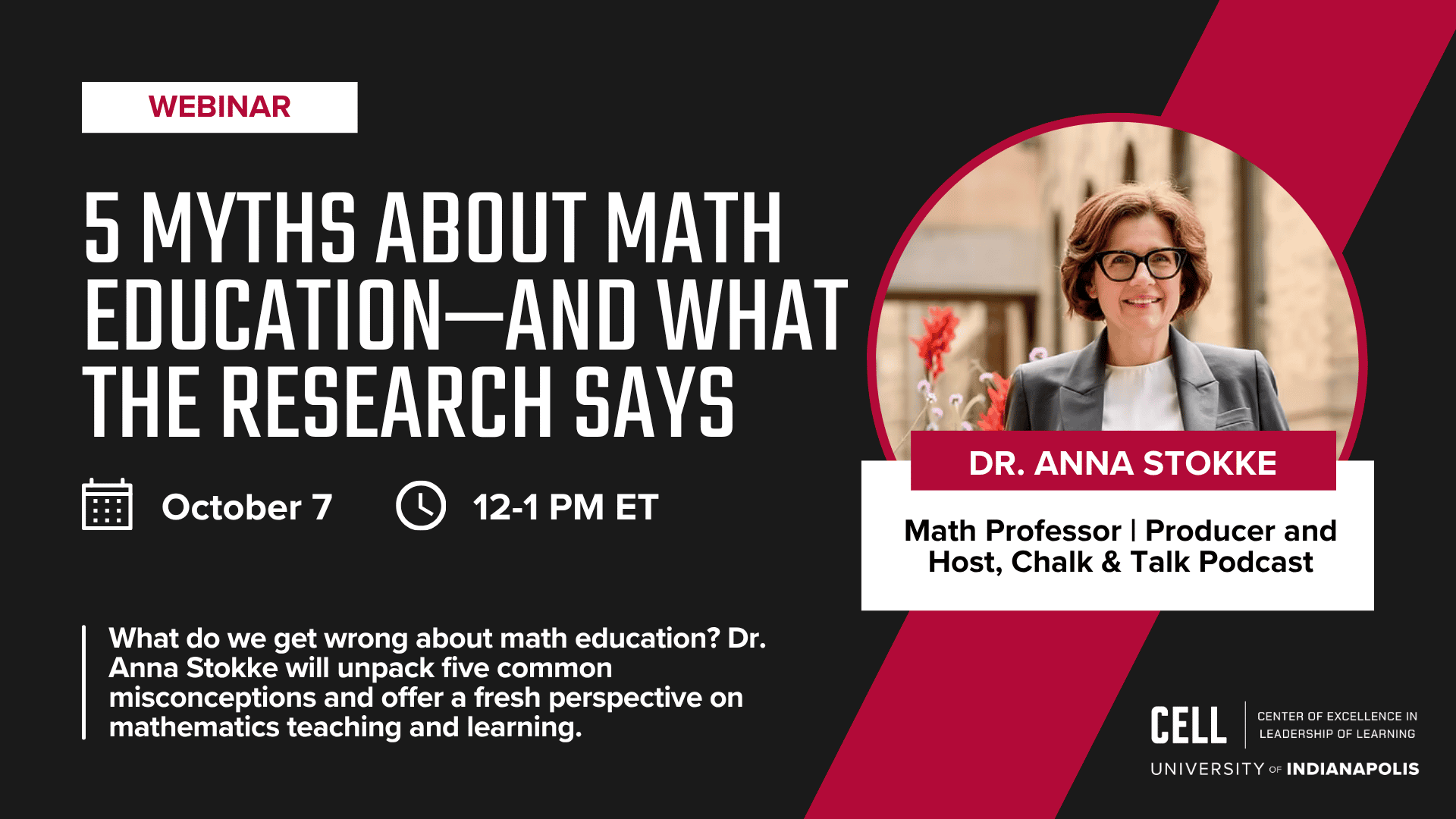 5 Myths About Math Education graphic with speaker headshot
