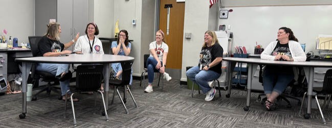 A group of Howard Elementary teachers working together