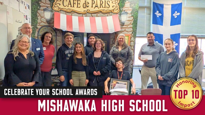 Mishawaka leaders and student participants accepting award