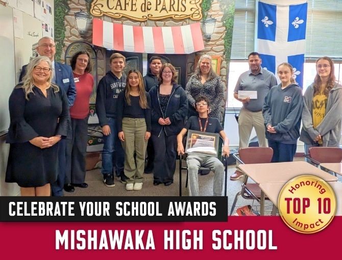 Mishawaka leaders and student participants accepting award