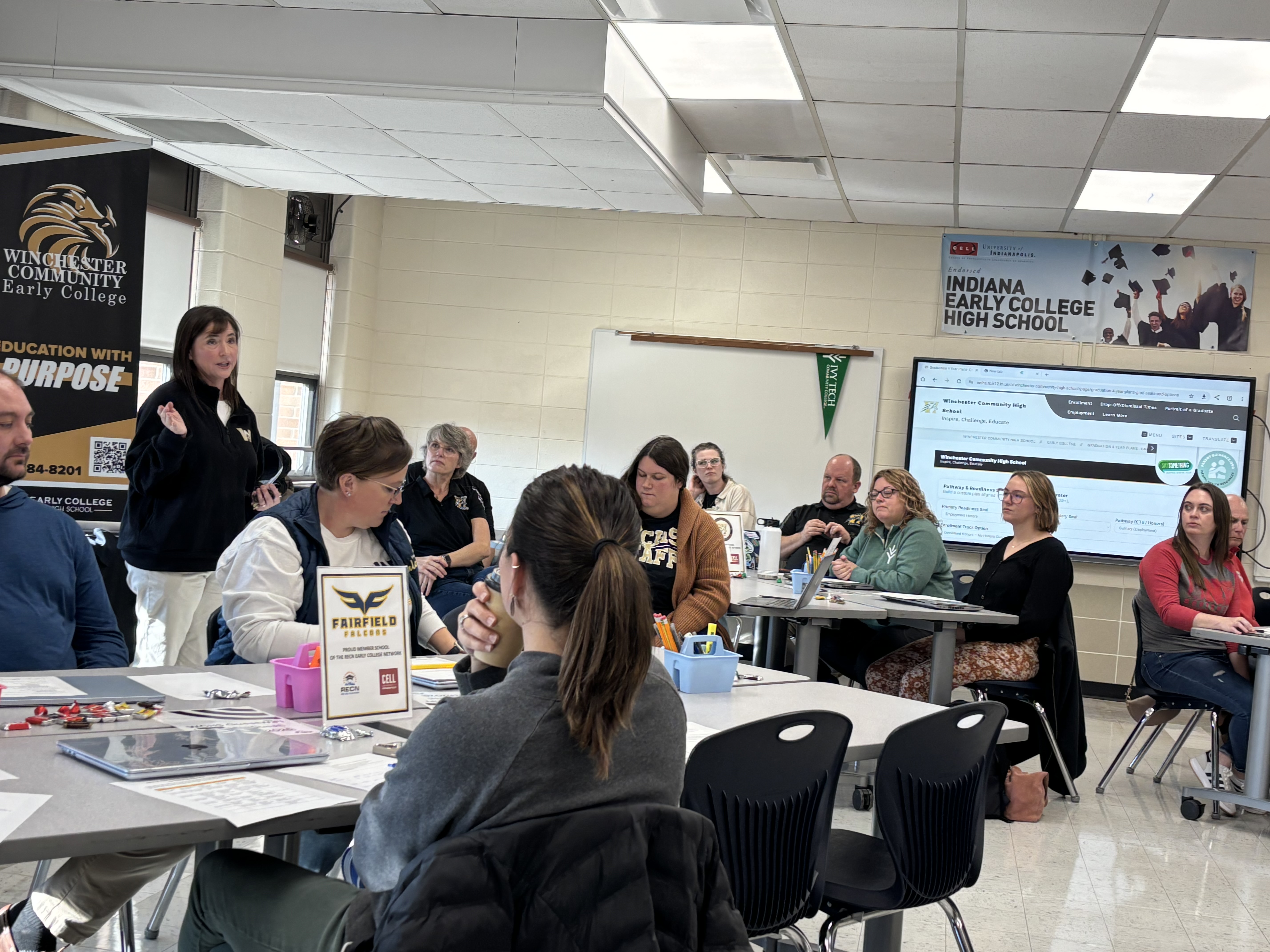 Winchester High School principal Karla Reed presents to a room of educators