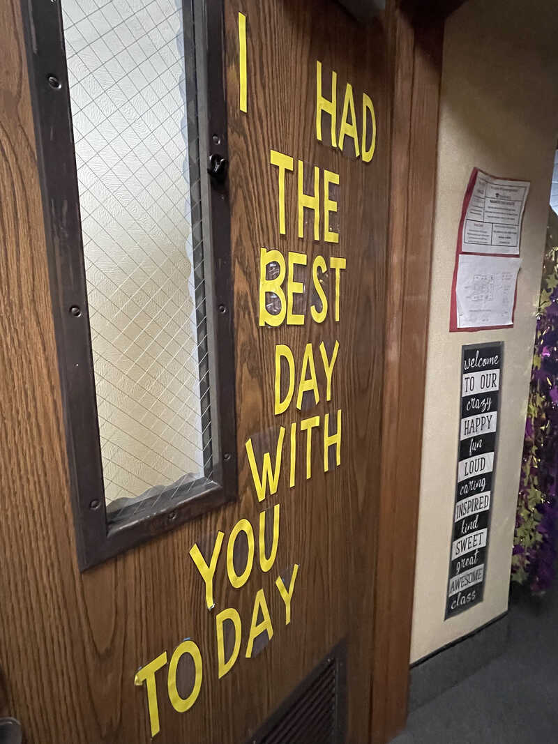 Door with "I had the best day with you" on it